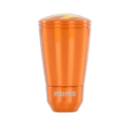 Orange Momo branded travel mug with a sleek design, ideal for motorsport enthusiasts and racewear fans.