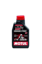 Motul Grand Prix racing motor oil bottle with racing kart image and FIA approval label.