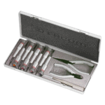 Facom Micro-Tech 11-tool set MT.J3 with precision screwdrivers and pliers in a protective case for professional use.