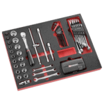Facom Micro-Tech 12-piece screwdriver set with various tools and accessories in a foam tray.