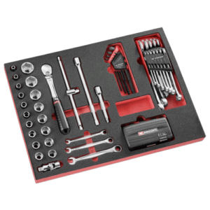 Facom Micro-Tech 12-piece screwdriver set with various tools and accessories in a foam tray.