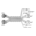Technical wiring diagram showing various connectors and cables for Grand Prix Racewear racing equipment.