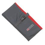 Facom nylon roll bag with 10 compartments, grey with red trim, compact and portable for tool storage.