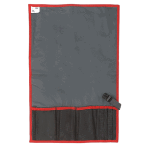 Facom nylon roll bag with 6 compartments, grey with red trim, ideal for tool storage and organisation.