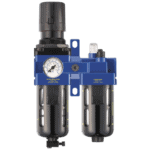 Facom filter-regulator-lubricator BSP Gas N.581 for industrial air systems with pressure gauge and moisture separator.