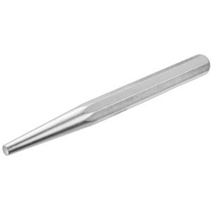Close-up of a metal nail set tool used for driving finishing nails with precision.
