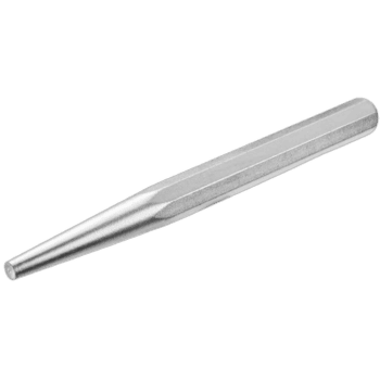 Close-up of a metal nail set tool used for driving finishing nails with precision.