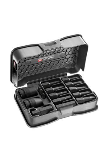 Facom 14-Piece 1/2 Drive Impact Bit Set Nhx.14b in open case, suitable for professional impact wrench use.