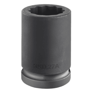 Impact socket for metric 12-point drive, compatible with Facom NKD.A tools, durable black finish, NKD.27A model.