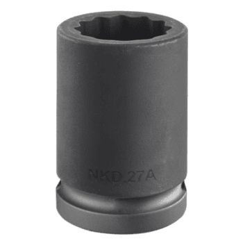 Impact socket for metric 12-point drive, compatible with Facom NKD.A tools, durable black finish, NKD.27A model.