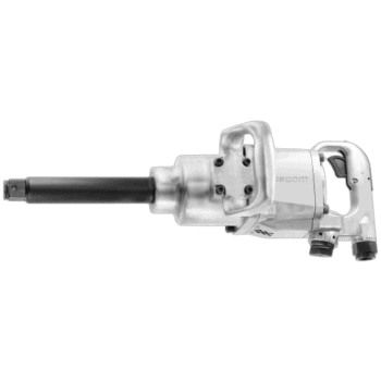 Facom long-reach impact wrench NM.1010LF2 shown in side view with black background, highlighting its robust design and extended reach.