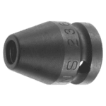 Close-up of a Facom NS.A 1/2 impact bit holder socket with engraved size markings, black background.