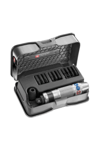 Facom impact screwdriver set with multiple bits and accessories in a black case, ideal for professional mechanical and automotive work.