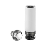 Facom impact socket set for Mercedes wheel nuts, featuring a white impact socket and a chrome wheel nut remover.