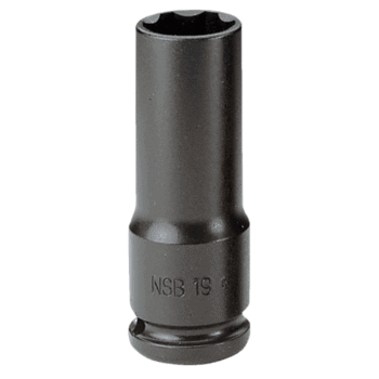 Facom NSB 1/2 drive long-reach metric thin-wall 6-point impact socket for automotive and industrial use.