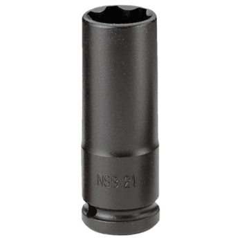 Facom NSB 1/2 drive long-reach metric thin-wall 6-point impact socket for automotive and industrial use.