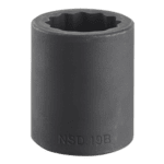 Close-up of Facom NSD.B 1/2 drive metric 12-point impact socket in black finish.