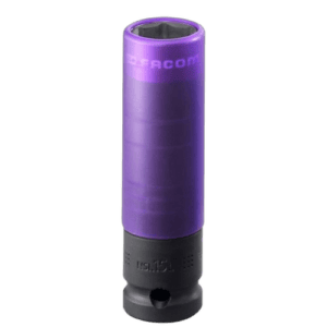 Purple Facom 1/2 reinforced impact socket with black base, designed for heavy-duty use in automotive and industrial applications.