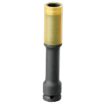 Facom 1/2 reinforced long-reach impact socket with yellow and black finish for heavy-duty automotive and industrial use.