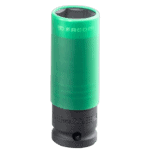 Facom 1/2 reinforced impact socket in green with black base, designed for heavy-duty automotive and industrial use.