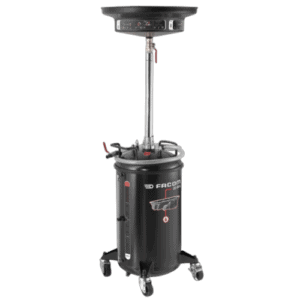 Facom oil collector OD.80G for automotive maintenance with adjustable height and mobility wheels.