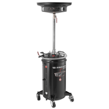 Facom oil collector OD.80G for automotive maintenance with adjustable height and mobility wheels.