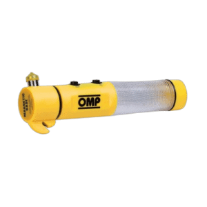 Yellow OMP safety cutter for professional safety belts with ergonomic design and durable construction.
