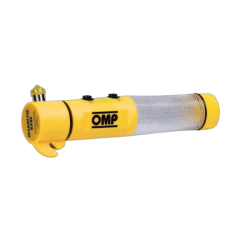 Yellow OMP safety cutter for professional safety belts with ergonomic design and durable construction.