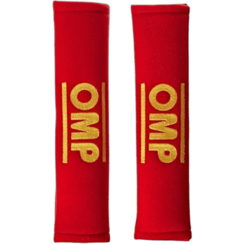Red Grand Prix Racewear arm sleeves with gold 'WMP' logo for motorsport protection and performance.