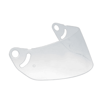 Clear racing helmet visor for Grand Prix Racewear, designed for optimal visibility and safety in motorsport events.