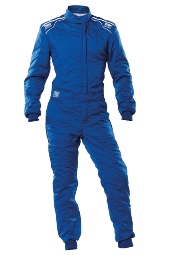Blue Grand Prix Racewear racing suit designed for motorsport safety and performance.