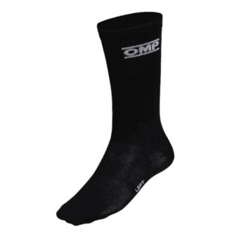 Black Grand Prix Racewear sock with white logo, designed for motorsport enthusiasts and racers.