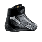 Black and grey Sparky racing boot designed for motorsport, featuring high ankle support and durable sole for racing safety and performance.
