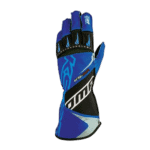 Blue and black racing glove with GPR Direct branding, designed for motorsport safety and performance.