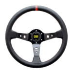 High-performance racing steering wheel by OMP, designed for motorsport enthusiasts and professional drivers.