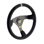 High-performance racing steering wheel from Grand Prix Racewear with OMP branding, designed for motorsport enthusiasts and professional drivers.
