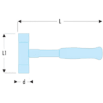 Technical diagram of a T-handle with labelled dimensions for engineering or manufacturing reference.