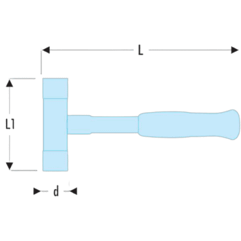 Technical diagram of a T-handle with labelled dimensions for engineering or manufacturing reference.
