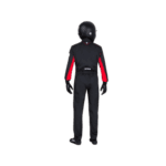 Grand Prix Racewear racing suit with helmet, designed for motorsport safety and performance, featuring black and red accents.