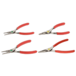 Set of four Facom straight nose Circlips pliers with red handles, ideal for precision circlip installation and removal.
