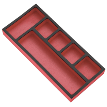 Facom storage set for small components in foam tray with multiple compartments for organisation.
