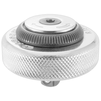 Close-up of a Facom 1/4 finger control ratchet R.150A with textured grip and directional switch.
