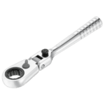 Facom 1/4'' ultra-compact flexible head ratchet for sockets, featuring a sleek silver design and ergonomic handle.