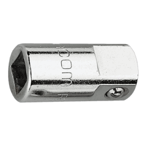 Close-up of a chrome-plated 1/4 to 3/8 coupler R.232 for pneumatic tools and air hoses.