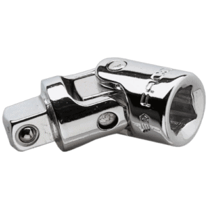 Close-up of a Facom 1/4 universal joint R.240A, chrome-plated for durability, used in precision mechanical work.