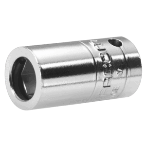 Close-up of a Facom Snap ring bit holder socket R.245, made of shiny metal with engraved branding.