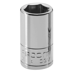 Facom R 1/4 drive metric 6-point socket in chrome finish, suitable for automotive and mechanical work.