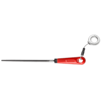 Facom half-soft round flat file with grip, used for precision metalworking and finishing tasks.