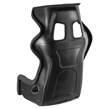 High-performance carbon fibre racing seat designed for Grand Prix racewear, offering lightweight durability and optimal support for motorsport drivers.
