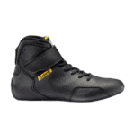 Black Grand Prix racing shoe with Sabelt branding, designed for motorsport safety and performance.